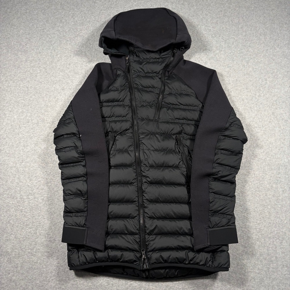 Nike Tech Fleece Aeroloft 800 Down Jacket Men Small Black Hooded Puffer